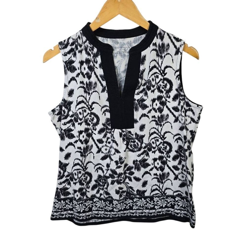 Charter Club Monochrome Floral Sleeveless Top